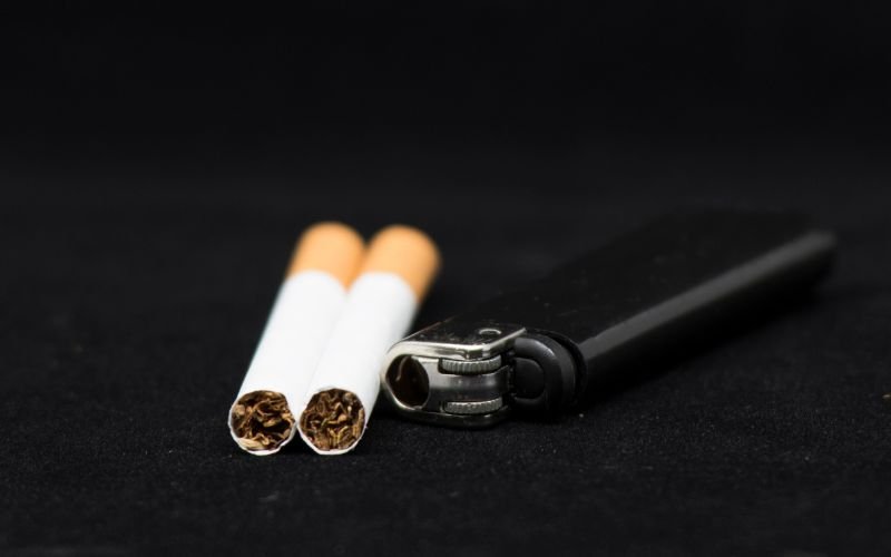 Skeleton with cigarette